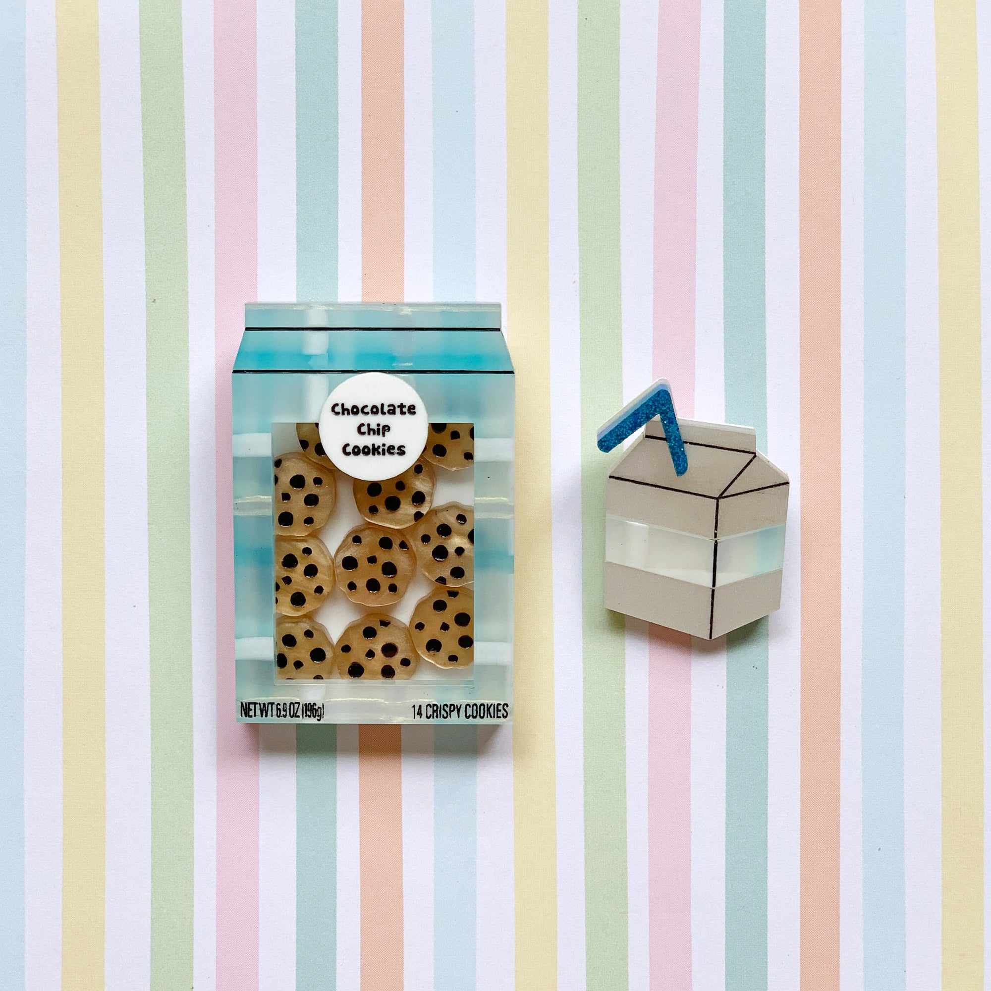 SLB x Poly Paige Chocolate Chip and Milk Carton Brooch set