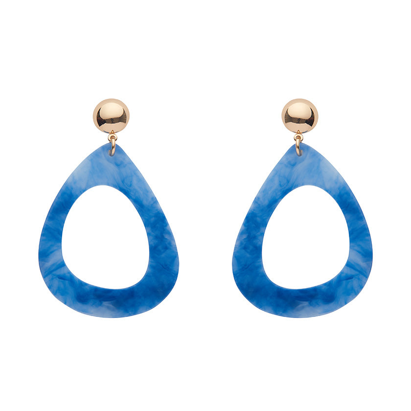 Erstwilder x Pete Cromer Statement Marble Resin Tear Drop Earrings - Blue
