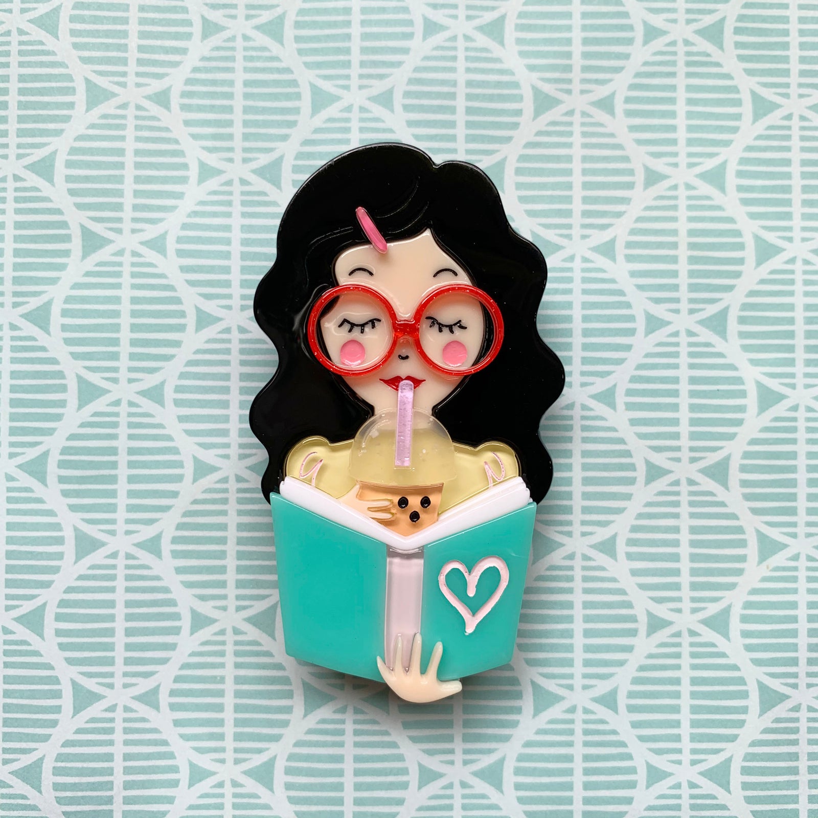 Simple Joy Brooch (Black Hair) 📖 freeshipping - SheLovesBlooms