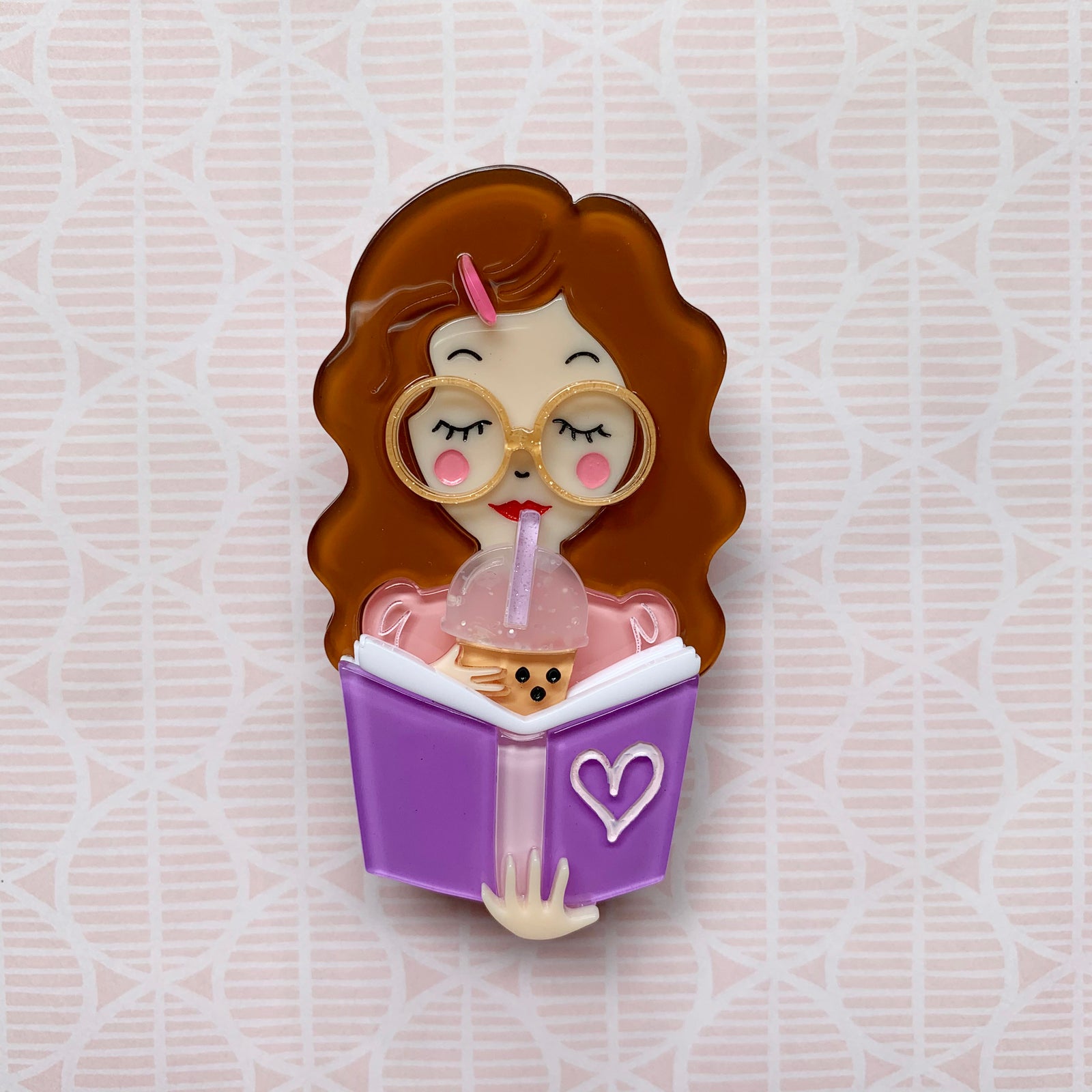 Simple Joy Brooch (Brown Hair) 📖 freeshipping - SheLovesBlooms