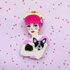 Fab Fifi and Frenchie Brooch (Pink Hair) Brooch freeshipping - SheLovesBlooms