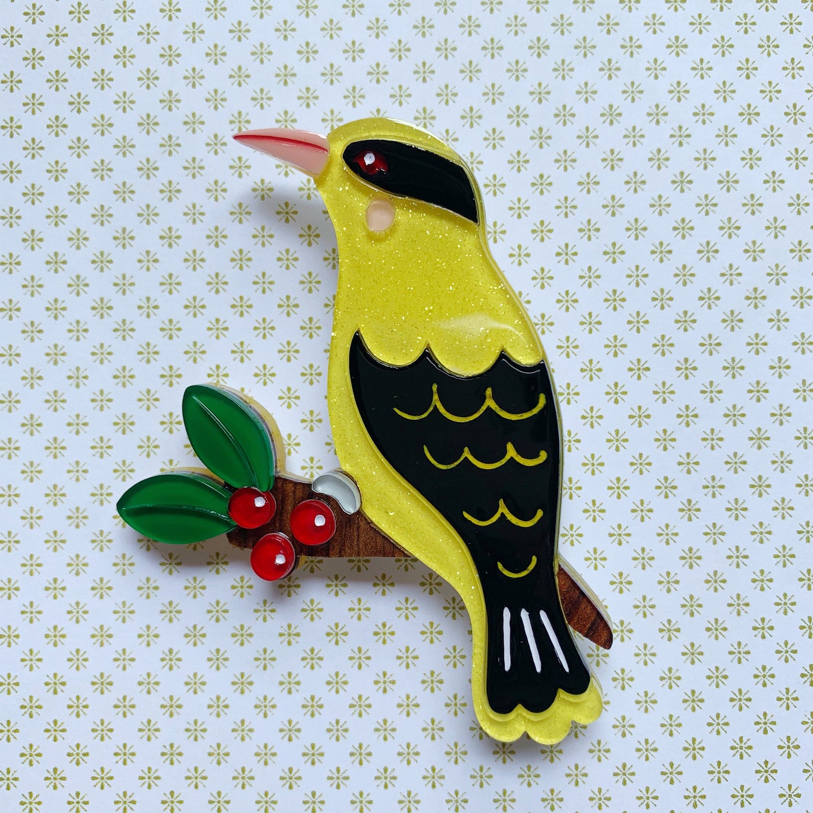 Bella the Black-Naped Oriole Brooch Bella the Black Naped Oriole Brooch Shelovesblooms 