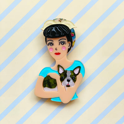 Fab Fifi and Frenchie Brooch (Blue) Brooch freeshipping - SheLovesBlooms