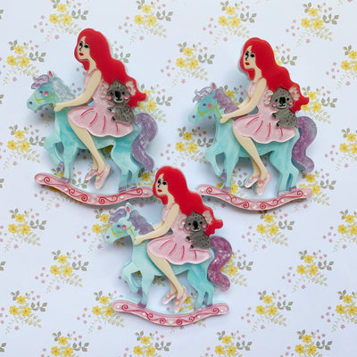 My Cantering Bliss (Pink Hair Beauty) Brooch 🐴 freeshipping - SheLovesBlooms