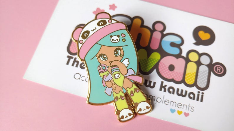 Chic Kawaii Panda Girl Pin freeshipping - SheLovesBlooms