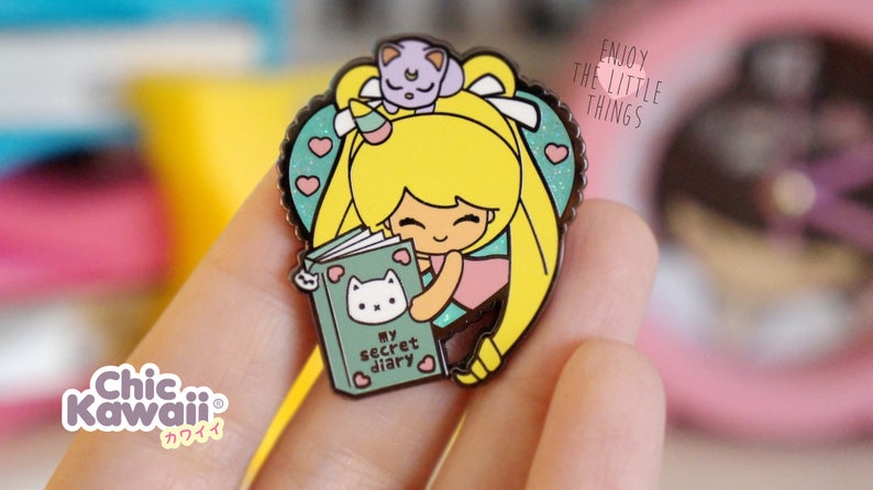 Chic Kawaii Sailor Moon and Diary Pin freeshipping - SheLovesBlooms