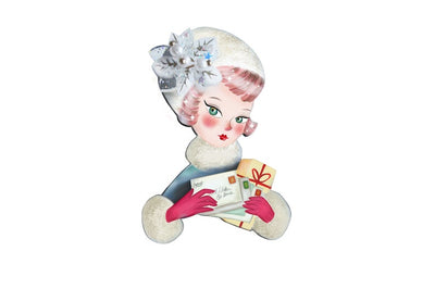 Girl with Christmas Cards Brooch freeshipping - SheLovesBlooms