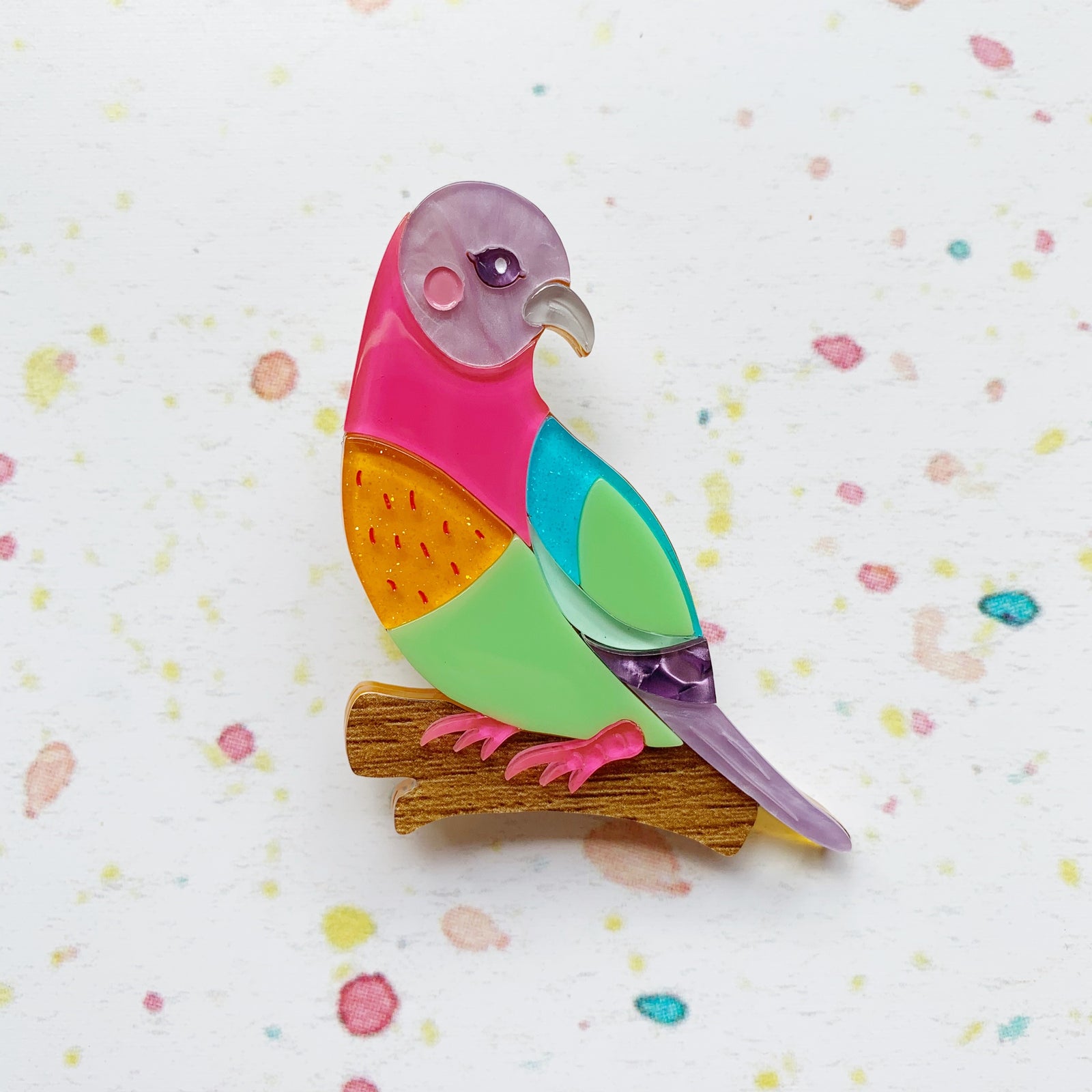 Skittles the Pink-Necked Green Pigeon Brooch freeshipping - SheLovesBlooms