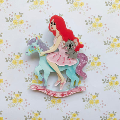 My Cantering Bliss (Pink Hair Beauty) Brooch 🐴 freeshipping - SheLovesBlooms